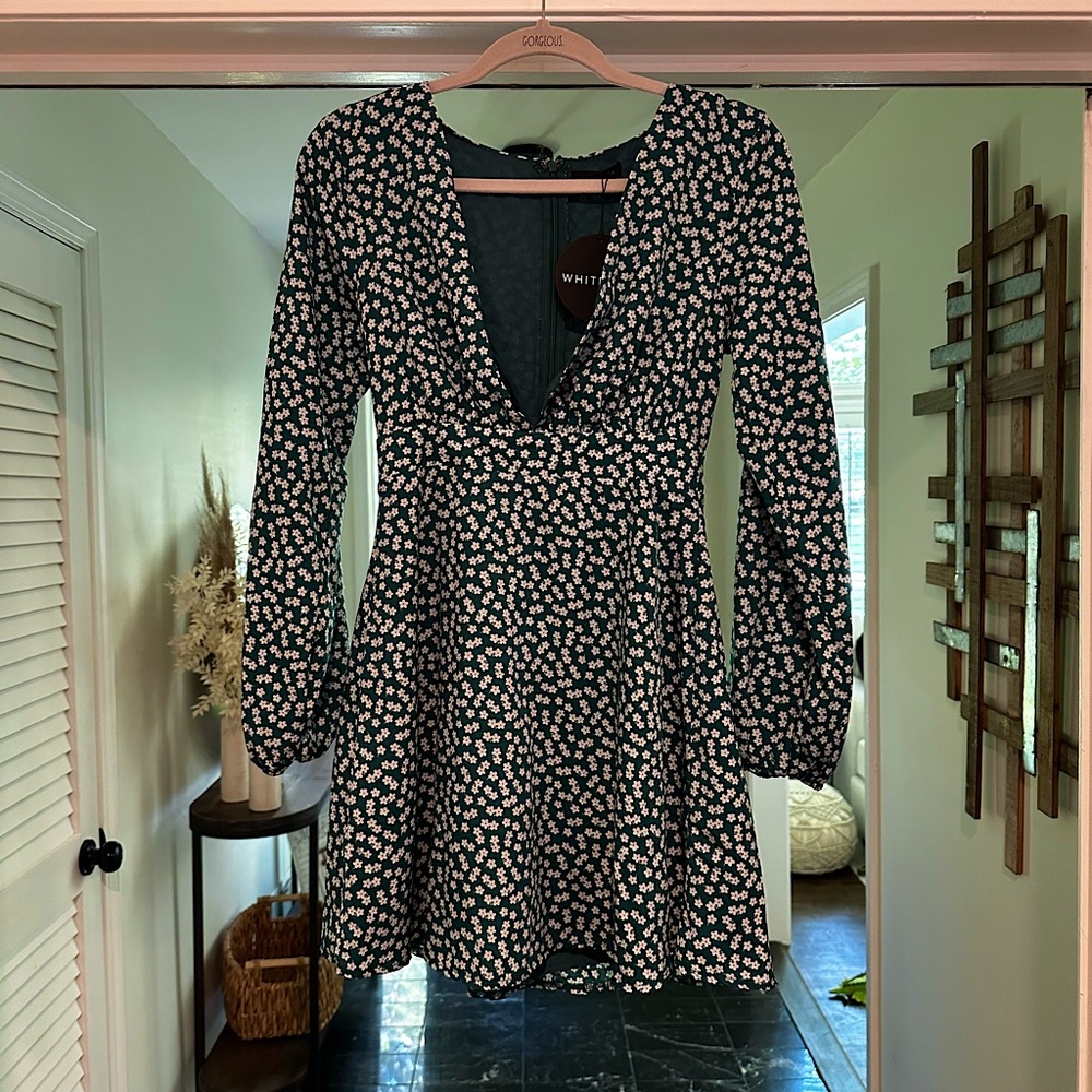 White Fox Green Flower Dress